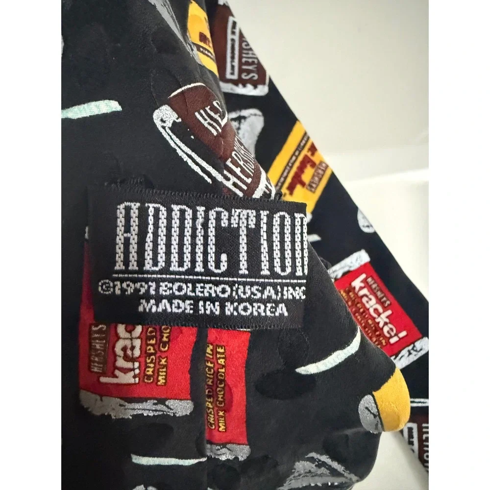 Addiction Hershey's Chocolate Necktie Black Silk Vintage 1991 Krackel Kisses Tie